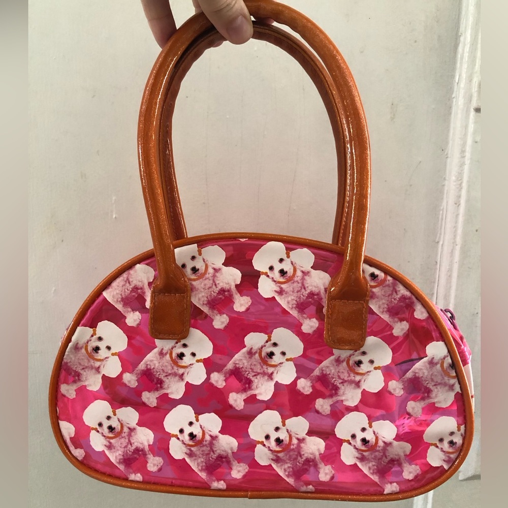 Y2K Old Navy Neon Vinyl Purse with Poodles